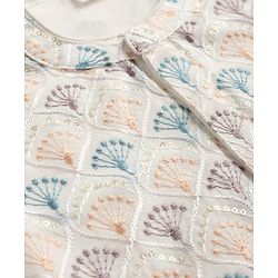 Babyhug Woven Full Sleeves Floral Embroidered Dhoti Kurta Set - White