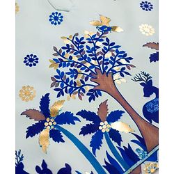 Babyhug 100% Cotton Woven Full Sleeves Floral Foil Printed Kurta & Pyjama Set - Light Blue