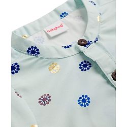 Babyhug 100% Cotton Woven Full Sleeves Floral Foil Printed Kurta & Pyjama Set - Light Blue