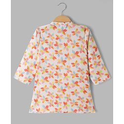 Babyhug 100% Cotton Cambric Woven Full Sleeves Hakkoba Floral Printed Kurta Pajama Set - Off White