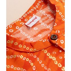 Babyhug 100% Cotton Cambric Woven Full Sleeves Bandhani Printed Kurta Pajama Set - Orange