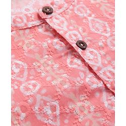 Babyhug 100% Cotton Cambric Woven Full Sleeves Hakkoba Printed Kurta Dhoti Set - Peach