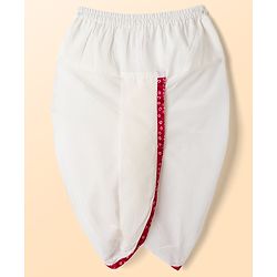 Babyhug 100% Cotton Cambric Woven Full Sleeves Bandhani Printed Kurta Dhoti Set - Dark Red & Wite