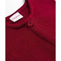 Babyhug Knit Sleeveless Solid Colour Front Open Sweater- Maroon