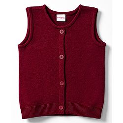 Babyhug Knit Sleeveless Solid Colour Front Open Sweater- Maroon
