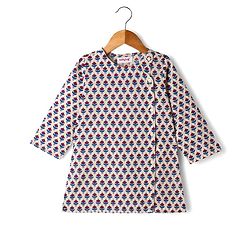 Babyhug 100% Cotton Cambric Woven Full Sleeves Floral Printed Kurta Pyjama Set -Off White