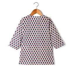 Babyhug 100% Cotton Cambric Woven Full Sleeves Floral Printed Kurta Pyjama Set -Off White