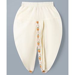 Babyhug 100% Cotton Cambric Woven Full Sleeves Kurta Dhoti Set with Floral Print - Off White