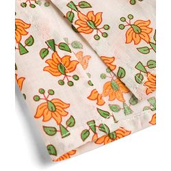 Babyhug 100% Cotton Cambric Woven Full Sleeves Kurta Dhoti Set with Floral Print - Off White