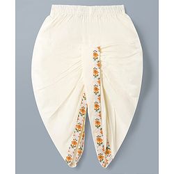 Babyhug 100% Cotton Cambric Woven Full Sleeves Kurta Dhoti Set with Floral Print - Off White