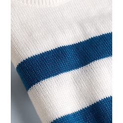 Babyhug Knit Full Sleeves Striped Sweater Set - Blue & White