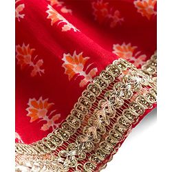 Babyhug 100% Cotton Woven Half Sleeves Hakkoba Printed Ethnic Dress - Red