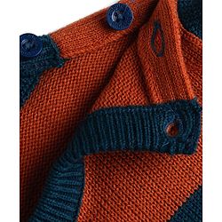 Babyhug Knit Full Sleeves Striped  Sweater Set - Rust & Navy
