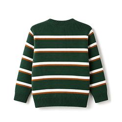 Babyhug Knit Full Sleeves Striped Sweater Set - Dark Green