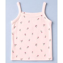 Babyhug 100% Cotton Single Jersey Knit Sleeveless Slips with Floral Print & Polka Dots Pack of 3 - Pink & Red