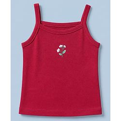 Babyhug 100% Cotton Single Jersey Knit Slips with Sleeveless & Floral Print - PInk & Red