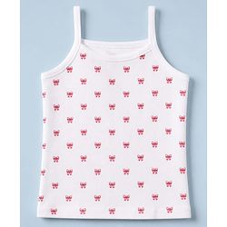 Babyhug 100% Cotton Single Jersey Knit Slips with Singlet and Bow Hearts Print Pack of 3 - Red White Olive Green