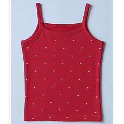 Babyhug 100% Cotton Single Jersey Knit Slips with Singlet and Bow Hearts Print Pack of 3 - Red White Olive Green