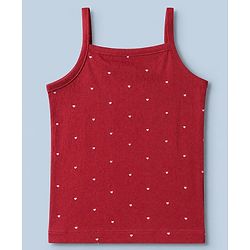 Babyhug 100% Cotton Single Jersey Knit Slips with Singlet and Bow Hearts Print Pack of 3 - Red White Olive Green