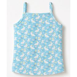 Babyhug 100% Cotton Single Jersey Knit Sleeveless Striped Slips With Bunny Print Pack of 3 - Yellow, Light Blue & White