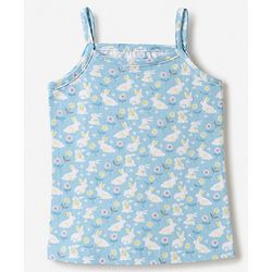 Babyhug 100% Cotton Single Jersey Knit Sleeveless Striped Slips With Bunny Print Pack of 3 - Yellow, Light Blue & White