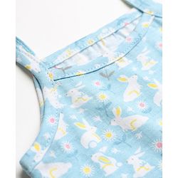 Babyhug 100% Cotton Single Jersey Knit Sleeveless Striped Slips With Bunny Print Pack of 3 - Yellow, Light Blue & White