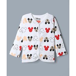 Babyhug Disney 100% Cotton Interlock Knit Full Sleeves Jhablas with Mickey Mouse Print Pack of 3 - Red Peach White