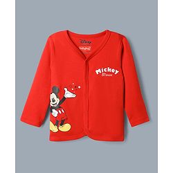 Babyhug Disney 100% Cotton Interlock Knit Full Sleeves Jhablas with Mickey Mouse Print Pack of 3 - Red Peach White