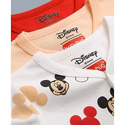 Babyhug Disney 100% Cotton Interlock Knit Full Sleeves Jhablas with Mickey Mouse Print Pack of 3 - Red Peach White