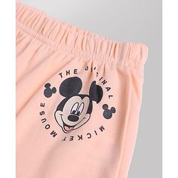 Babyhug Disney 100% Cotton Interlock Knit Full Length Diaper Leggings with Mickey Mouse Print Pack Of 3 - White, Red & Peach