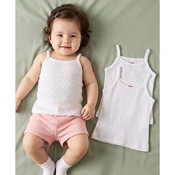 Babyhug 100% Cotton Knit Solid Colour Sleeveless Slips Pack of 3 - White