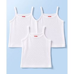Babyhug 100% Cotton Knit Solid Colour Sleeveless Slips Pack of 3 - White
