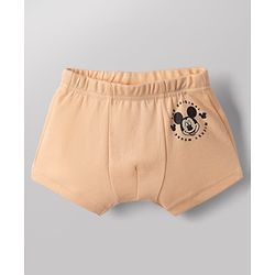 Babyhug Disney 100% Cotton Interlock Knit Briefs with Mickey Mouse Graphic Print Pack of 3 - Red, Peach & White