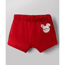 Babyhug Disney 100% Cotton Interlock Knit Briefs with Mickey Mouse Graphic Print Pack of 3 - Red, Peach & White
