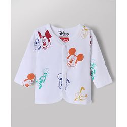 Babyhug Disney 100% Cotton Interlock Knit Full Sleeves Front Open Jhablas with Mickey Mouse Graphic Print Pack of 2 - Light Blue, White