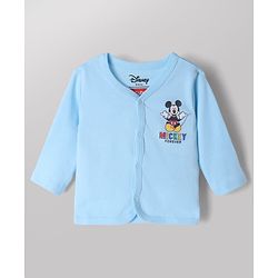 Babyhug Disney 100% Cotton Interlock Knit Full Sleeves Front Open Jhablas with Mickey Mouse Graphic Print Pack of 2 - Light Blue, White