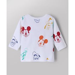 Babyhug Disney 100% Cotton Interlock Knit Full Sleeves Front Open Jhablas with Mickey Mouse Graphic Print Pack of 2 - Light Blue, White