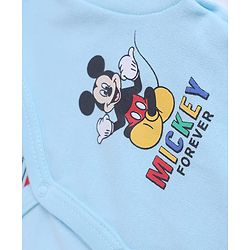 Babyhug Disney 100% Cotton Interlock Knit Full Sleeves Front Open Jhablas with Mickey Mouse Graphic Print Pack of 2 - Light Blue, White