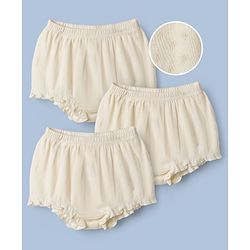 Babyhug 100% Cotton Single Jersey Knit Solid Colour Antibacterial Bloomer Pack of 3 - Cream