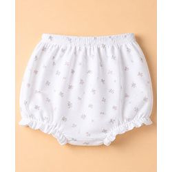 Babyhug 100% Cotton Single Jersey Knit Antibacterial Bloomers With Floral Print Pack of 3 - Purple White & Pink