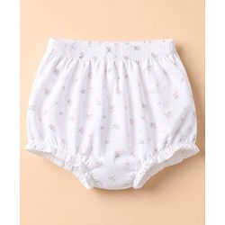Babyhug 100% Cotton Single Jersey Knit Antibacterial Bloomers With Floral Print Pack of 3 - Purple White & Pink
