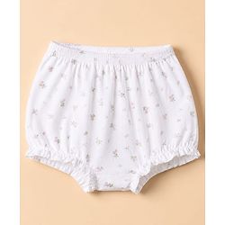 Babyhug 100% Cotton Single Jersey Knit Antibacterial Bloomers With Floral Print Pack of 3 - Purple White & Pink