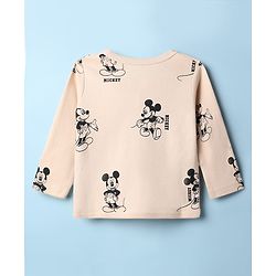 Babyhug Disney 100% Cotton Interlock Knit Full Sleeves Jhablas With Mickey Mouse Print Pack Of 2 - White & Beige