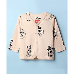 Babyhug Disney 100% Cotton Interlock Knit Full Sleeves Jhablas With Mickey Mouse Print Pack Of 2 - White & Beige
