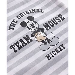 Babyhug Disney 100% Cotton Interlock Knit Front Open Full Sleeves Footed Sleep Suits with Stripes and Mickey Mouse Graphic Print Pack of 2 - Tan & White