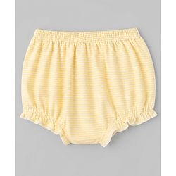 Babyhug 100% Cotton Single Jersey Knit Antibacterial Bloomers with Floral Bunny Print & Stripes Pack of 3 - White Yellow Blue