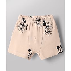 Babyhug Disney 100% Cotton Interlock Knit Trunks with Stripes & Mickey Mouse Print Pack of 2 - White & Peach