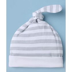 Babyhug Disney 100% Cotton Interock Knit Cap With Mickey Mouse Graphic Pack of 2 White - Diameter 14.5 cm