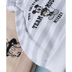 Babyhug Disney 100% Cotton Interock Knit Cap With Mickey Mouse Graphic Pack of 2 White - Diameter 14.5 cm