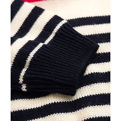 Babyhug Knit Full Sleeves Striped Sweater Set - Navy Blue & Red